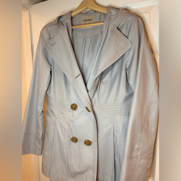 Esprit - Woman’s Trench Coat Blue Grey US L - Picture 1 of 5